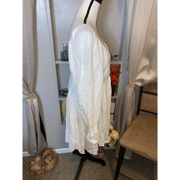 NWT Lulus size XL White Lined Long Sleeve Boho Style Dress Elastic Wrist Back - Picture 6 of 12